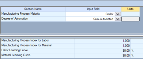 Calculator driven guidance within the TruePlanning Hardware Component input sheet guides the user to find suitable pairs of inputs